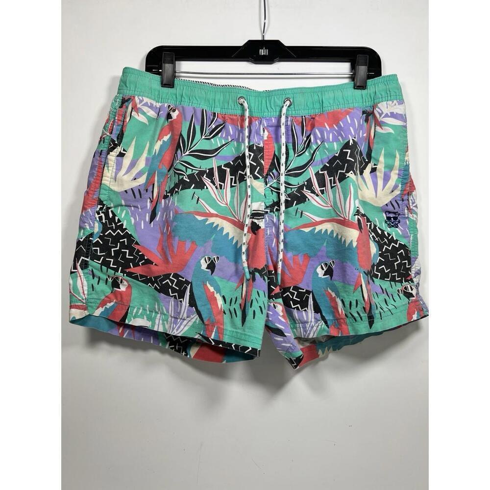 Party Pants Swim Trunks Medium Party Animal Tropical Men’s Board Shorts Parrot
